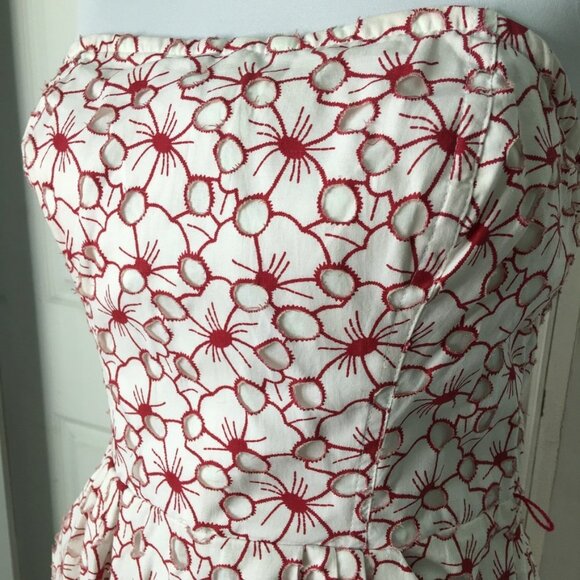 Jean Paul Gaultier for Target Juniors Floral Strapless Mini Dress Size 9 Red - Picture 3 of 16